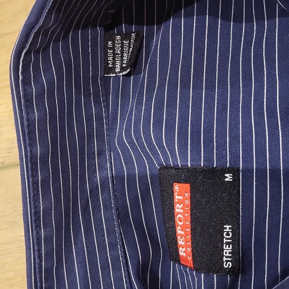 Report Collection Dress Shirt, Blue Striped, Stretch (M) - Picture 2 of 3